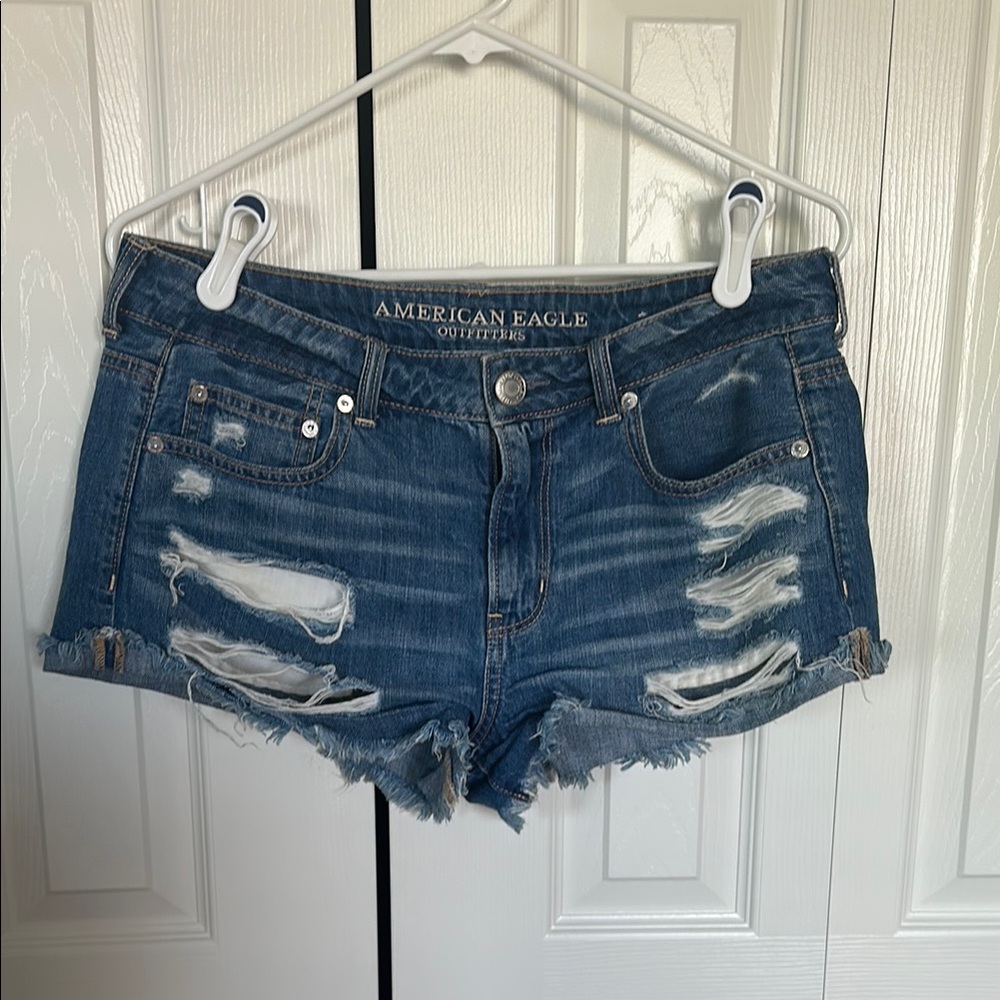 American Eagle Outfitters Tomgirl Shortie Distressed Denim Shorts
